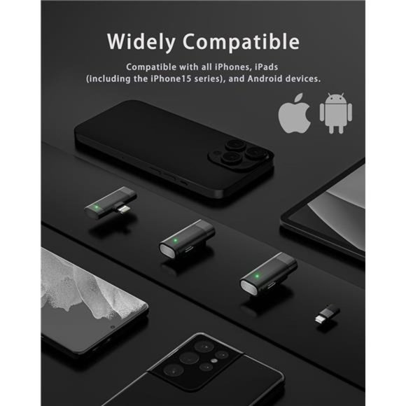 Wireless Lavalier Microphone, 2-in-1 Plug-Play Mic Windshield with Charging Case - Picture 3 of 7